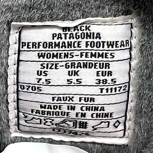 Patagonia Wintertide Waterproof Boots Black Faux Fur Lined Size 7.5 Lace Up - Picture 7 of 8